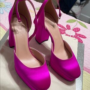 J. Crew Fuchsia Block Heel Pumps